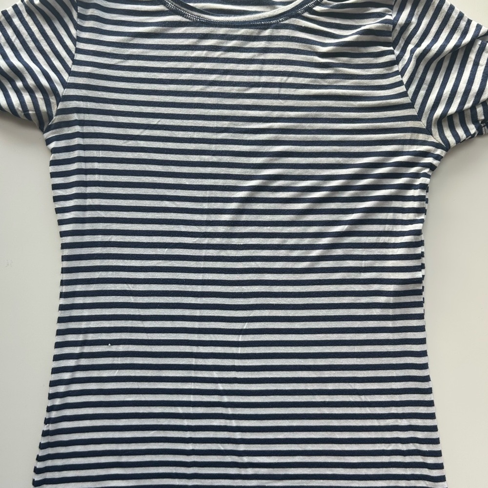 Zara Striped Navy and White Women's Top